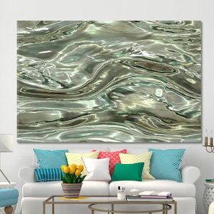 Iridescent Wave I Sea Water Modern Wall Decor, Abstract Poster, Pool Ocean Water Surface Canvas Print, Abstract Interior Wall Decor