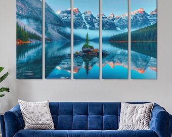 Moraine Lake Canvas Print, Mountain Reflection Wall Art, Canadian Rockies Large Art Print, Moraine Lake Art Decor, Moraine Lake Gift Idea