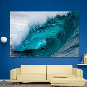 Wave Wall Art, Crashing Blue Wave Wall Decor, Big Wave Scenic Poster Print, Ocean Wave Wall Art, Impressive Print, Ocean Abstract Wall Print