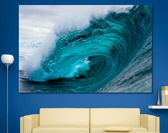 Wave Wall Art, Crashing Blue Wave Wall Decor, Big Wave Scenic Poster Print, Ocean Wave Wall Art, Impressive Print, Ocean Abstract Wall Print