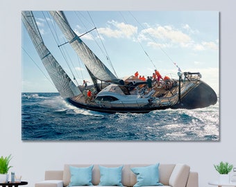 Sailing Yacht Wall Art | Luxury Sailing Yacht Large Wall Decor, Yachting Canvas Print, Sailing Art, Seascape Wall Art, Scenery Poster Print