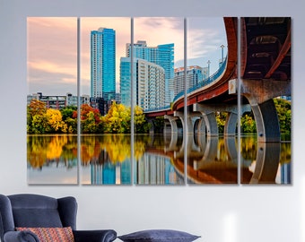 Austin Texas TX Skyline Wall Art Canvas Print, Lady Bird Lake Austin Cityscape Wall Art, , USA Austin Downtown Capital City Canvas Print