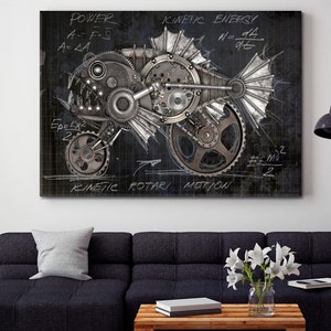 Piranha Fish Steampunk Style Canvas Print Art, Abstract Creation Mechanical Animal Vintage Poster Fish Fantasy Abstract Surreal Photo Print