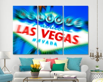 LAS VEGAS | USA Welcome To Fabulous Las Vegas Poster Print, Urban Wall Decor, Casino City Canvas Print, Las Vegas Landmarks, Symbol Art