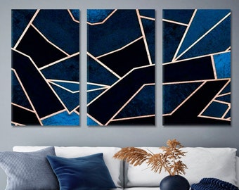 Geometric Design | Contemporary Art Print, Dark Blue Wall Decor, Minimalism Wall Art, Geometric Shapes Art Print, Modern Wall Decor