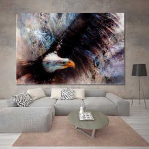 Spirit | Eagle Abstract Airbrush Art Canvas Print, America Symbol Wall Decor, Majestic Eagle Wall Decor, Eagle Artwork, Trendy Art Decor