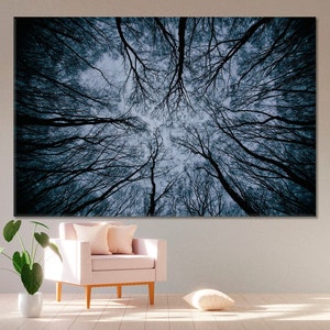 Trees Wall Decor | Forest Wall Art, Trees Canvas Print, Misty Forest Art, Scenery Landscape Art, Magic Forest Artwork,  Mystery Nature Art