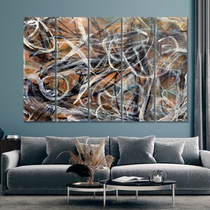 Jackson Pollock Style Wall Art, Abstract Expressionism Modern Wall Art Canvas Print, Doodles Art Print, Trendy Grunge Large Canvas Print Art
