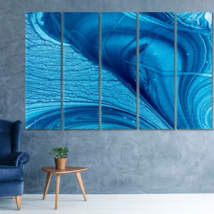 Sapphire Swirls Abstract Fluid Art Canvas Print, Deep Blue Textured Wall Art, Modern Home Decor, Artistic Office Accent, Framed Ready To Hang