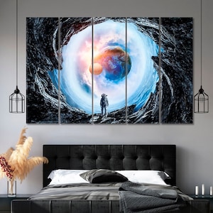 Space Hole And Astronaut Wall Set, Space Large Wall Decor, Space Canvas Set, Space Art, Planet Wall Art, Space Exploration Home Art Decor