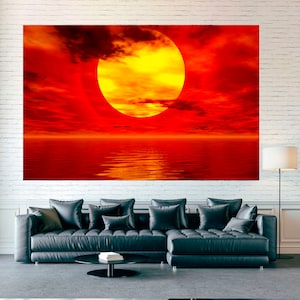 Golden Sunset Wall Art, Magic Sunset Canvas, Romantic Sunset Decor, Nature Wall Decor, Landscape Wall Art, Sunset Ocean Poster Print