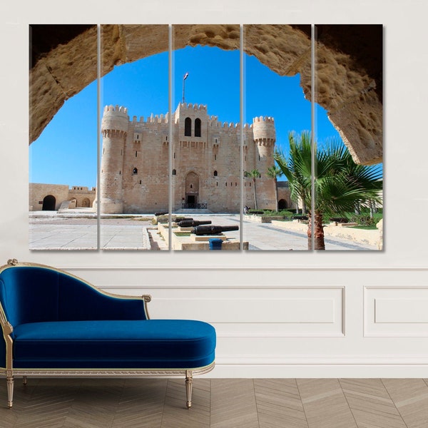 View Through Arch Citadel Qaitbay Alexandria Egypt Wall Art Print Canvas Ruins Lighthouse Alexandria Seven Wonders of the World Photo Print