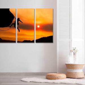 Climbing Mountain Wall Art, Rock Climber Canvas Print, Climbing Sport Wall Decor, Mountains Wall Art, Climbing Art, Extreme Sport Canvas