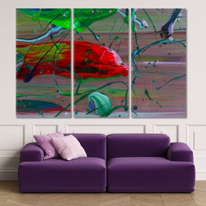 Colorful Vivid Abstract Wall Art Canvas Print, Splatter Art Print, Modern Abstract Art Print, Multicolor Trendy Large Canvas Art Home Decor