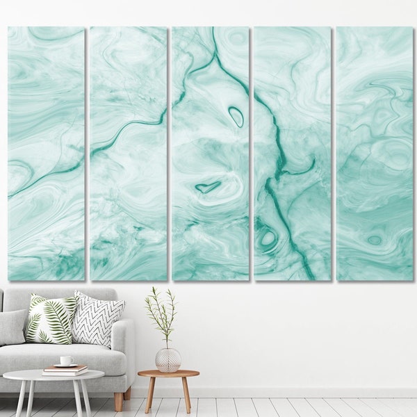 Marble Ink Art Canvas Print, Green Marble Pattern, Abstract Art, Contemporary Wall Decoration, Abstract Marble Modern Art Large Wall Décor