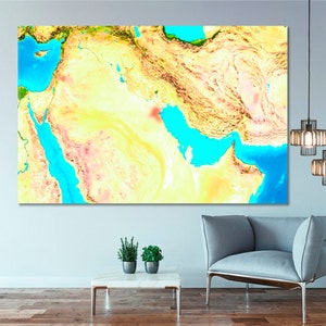 Satelliten Ansicht Wandkunst, Abstrakte NASA Fotografie Wanddekoration, Kuwait Auf Karte gerahmte Kunst, Split Kunst Dekoration, Planet Erde Karte Wand Kunstwerk