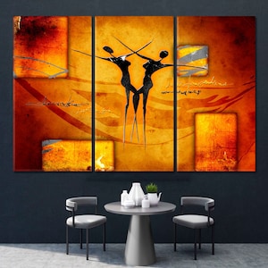 African Abstract African Ethnic Artwork, Abstract Retro Wall Art, Africa Vintage Wall Decor, Ethnic Retro Wall Art, Ready To Hang Wall Art