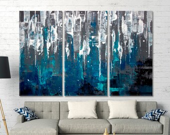 Abstract Expressionism | Trendy Beautiful Blue Abstract Art Canvas Print Wall Art Décor For Home And Office, Large Modern Art Design Printed