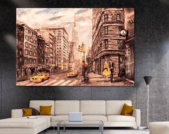 NY | New York City Art On Canvas Print, Large NY Wall Art, New York Street Wall Panels, Modern Wall Decor, NY Landmark Wall Art