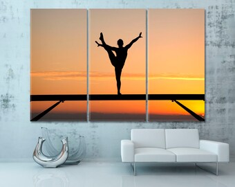Yoga on Sunset Art, Yoga Room Decor, Yoga Canvas Art, Yoga Print, Gymnast Wall Art, Gymnast Poster Print, Yoga Wall Art, Yoga Canvas Print