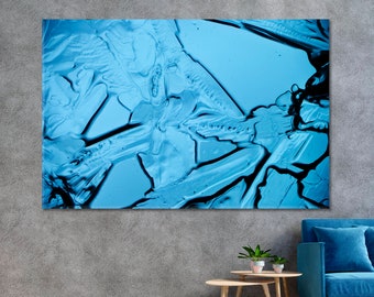 Impressão de arte moderna abstrata de gelo, arte de parede grunge de gelo, decoração de arte congelada, pôster de decoração de arte ártica para casa, arte de parede fria, ideia de presente de cristal