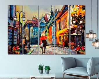 Budapest Large Wall Decor For Home Canvas Print, European City Artwork, City Artwork Print, People Walking European Street Trendy Wall Art