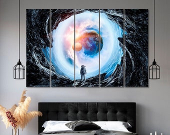 Space Hole And Astronaut Wall Set, Space Large Wall Decor, Space Canvas Set, Space Art, Planet Wall Art, Space Exploration Home Art Decor