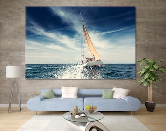 Sailing Ship Yacht Wall Decor, White Sails Wall Art, Sailing Boat Wall Art, Yacht Wall Art, White Sails Wall Set, Seascape Race Wall Panels