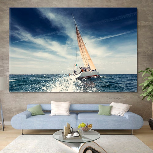 White Sails Sailing Ship Yacht Wall Decor Sailing Boat Wall Etsy