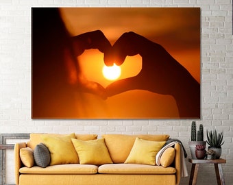 Sunshine | Heart Shape Wall Decoration, Love Symbol Canvas Print, Lovers Gift, Love Poster Print, Emotional Romantic Concept Wall Decor