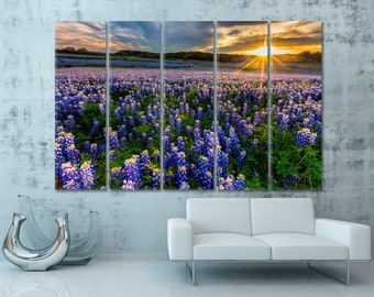 Texas Bluebonnet Wall Art, Bluebonnet Field Wall Decor, Texas Hill Country Canvas Art, Colorful Floral Wall Decor, Wildflower Meadow Prints