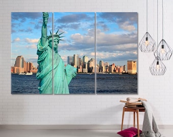 Statue of Liberty Canvas Print, New York Wall Art, Cityscape Modern Wall Decor, USA Travel Poster, American Freedom Art, NY Wall Panels