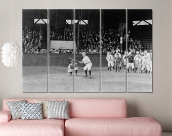 Impressão em tela de jogo de beisebol, impressão de pôster de beisebol, arte de parede de beisebol, pôster de beisebol, decoração de parede esportiva, arte em preto e branco, impressão de pôster vintage