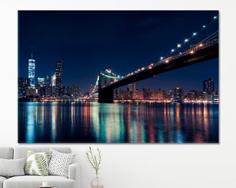 NYC USA | Brooklyn Bridge Photo Print Wall Hangings, New York Giclee Print, NYC Wall Decor, Manhattan Interior Gift, Downtown Home Decor