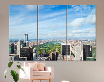 Manhattan Central Park NY Large Wall Panels, Cityscape Modern Wall Decor, Urban Modern Art, New York City Canvas Print, Travel Poster