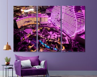 Hollywood | Guitar Hard Rock Hotel Florida USA Photo Poster Print, Hollywood Attraction Artwork, Cityscape Wall Decor, Night City Art Decor