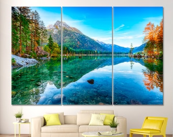 Hintersee Lake Natural And Vivid Wall Decor Germany Alps Tempered Glass or Canvas Printing Wall Art Extra Large Wall Art Berchtesgadener