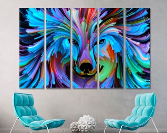 Wolf Wall Art, Wolf Abstract Vivid Canvas Print, Abstract Canvas Print, Extra Large Wall Art, Abstract Room Decor, Modern Art Interior Decor