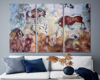 Bison Cave Paintings On Canvas Print, Rock Paintings Poster, Ancient Art, Old Paintings Canvas Print Large Wall Decor, Rock Wall Decor