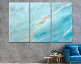 Blue Marble Wall Decor, Contemporary Wall Art, Ink Paining Print, Large Wall Art, Stone Interior Canvas Print, Marble Ink Painting