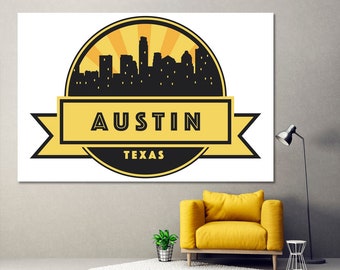 Skyline Austin Wall Decor, TX Austin Wall Art, Texas Travel Poster, Austin Canvas Print, Austin Landmarks Multi Panels, Split Art