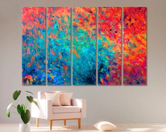Autumn Abstract Art Decor, Modern Abstract Large Art Print, Acrylic Contemporary Framed Art, Vivid Office Artwork, Extra Large Wall Decor