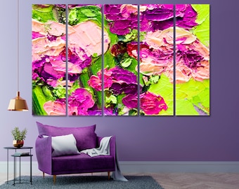 Floral | Abstract Flowers Canvas Print Wall Decor, Vivid Art, Modern Abstract Interior Art, Contemporary Tender Wall Art, Large Wall Décor