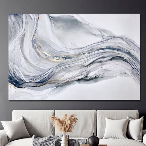 Blue Grey Wall Art Etsy