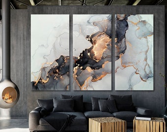 Ink Painting Wall Art| Marble Black And White Canvas Print Large Wall Decor, Fluid Art Wall Panels, Marble Art, Beautiful Art for Home Decor