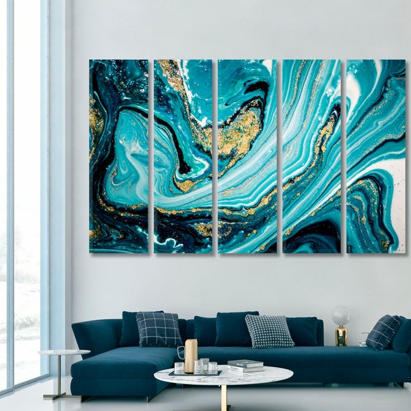 Zauberhafte Kunst | Wunderschönes natürliches Luxus Kunstwerk, Marmorierte Leinwand Druck, Antike Orientalische Wand Kunst, Marmor Achat Luxe Effekt Wand Dekoration, EBRU