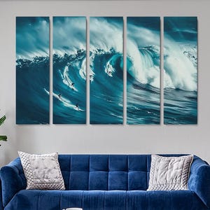 Ocean Wall Art, Wave Surfing Canvas Print, Big Wave Art Decor, Coastal Wall Decor, Ocean Wave Large Art Print, Wave Art, Surfing Artwork