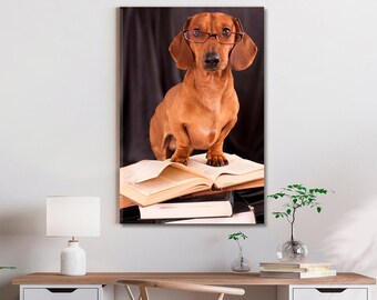 Kärlekshundposter, roliga taxglasögonböcker stort gicléetryck, söt hundtryck på canvas, djurväggkonst, prisvärd väggkonst