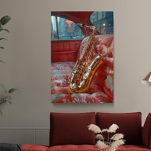 Saxophone Canvas Art, Jazz Saxophone Wall Art, Saxophone Wall Hangings, Musical Instrument Art, Jazz Artwork, Vintage Music Art Print