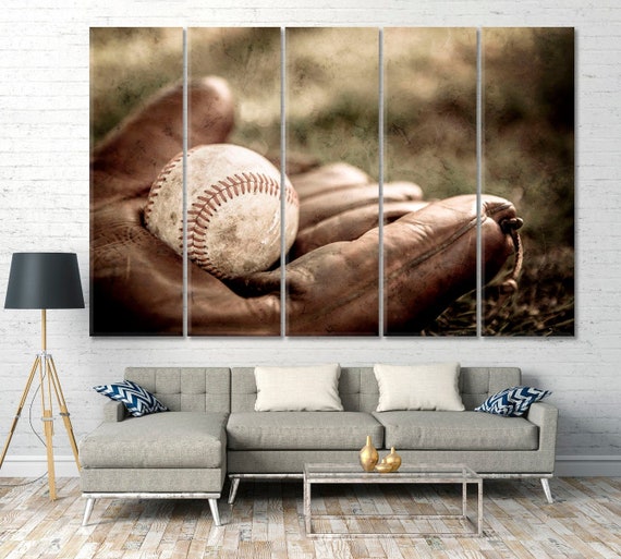 Gioco completo / Decorazione da parete di baseball, Stampa di poster di  baseball, Arte da parete di baseball, Stampa su tela con palla e guanto,  Decorazione da parete sportiva, Arte vintage 